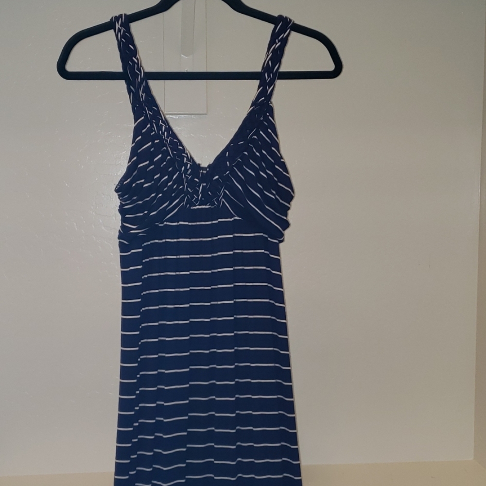Navy and white stripe maxi dress